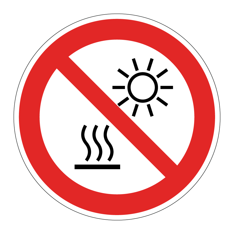 P068 Do not expose to direct sunlight or hot surface