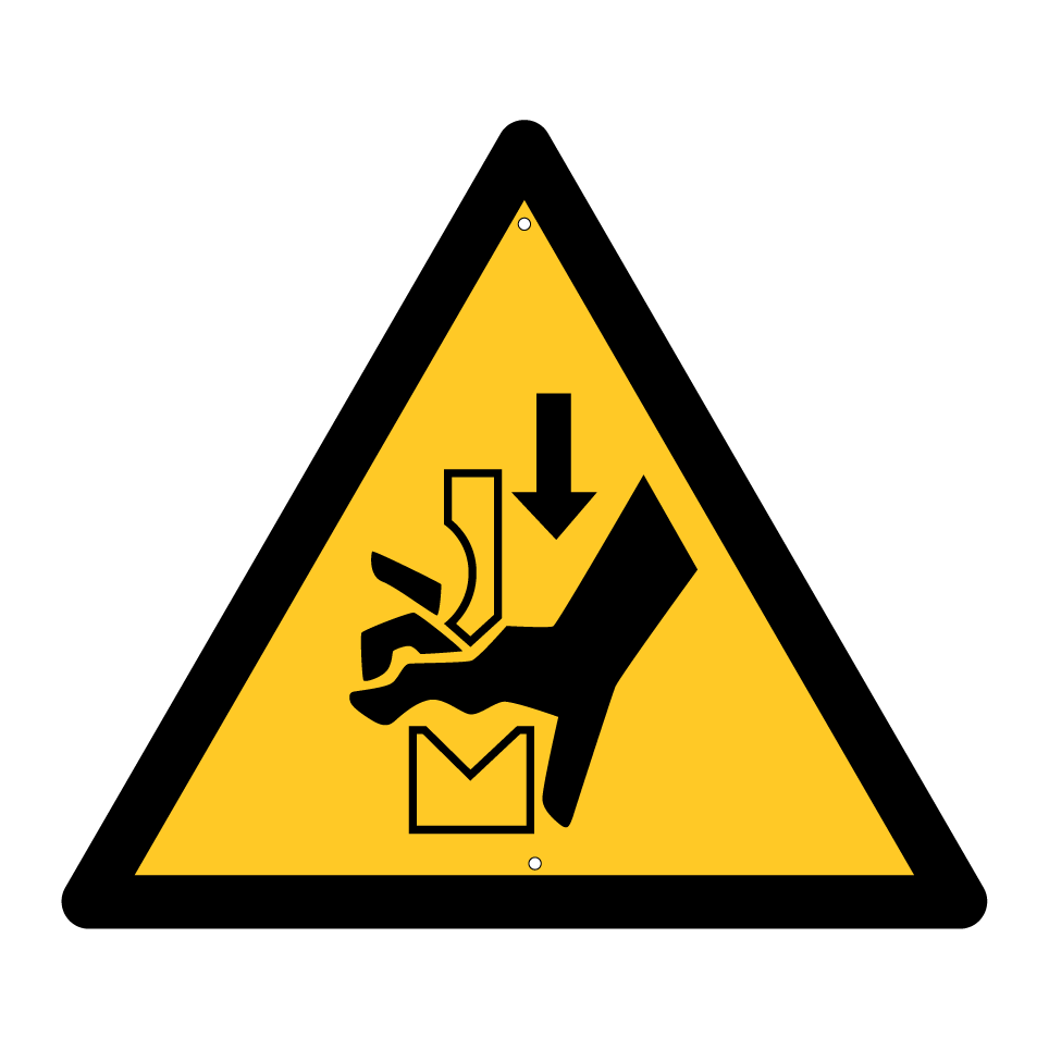 W030 Warning Hand crushing between press brake tool