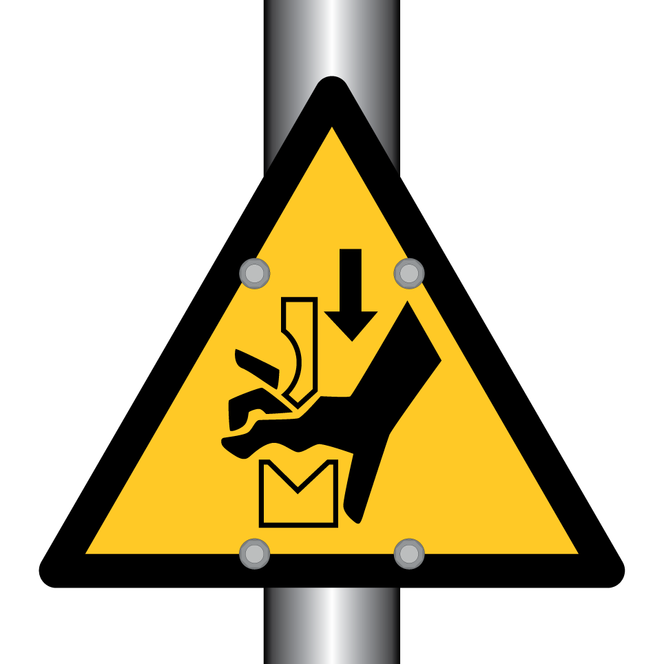W030 Warning Hand crushing between press brake tool