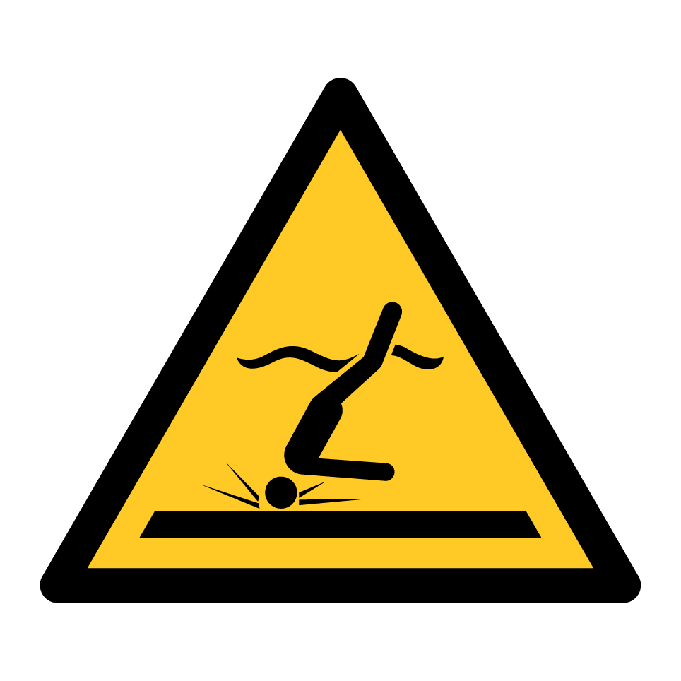 W048 Warning Shallow water (diving)