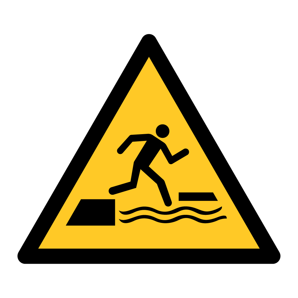 W068 Warning Falling into water when stepping on or off a floating surface