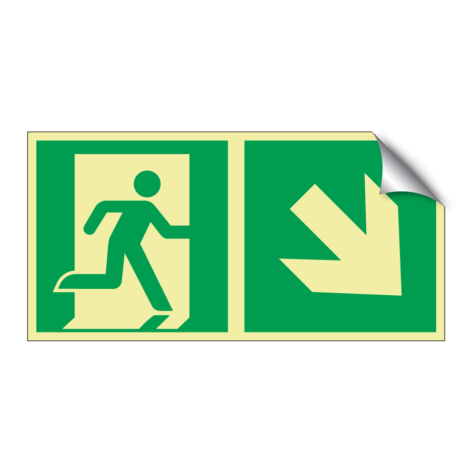 Emergency exit down right with dividing line