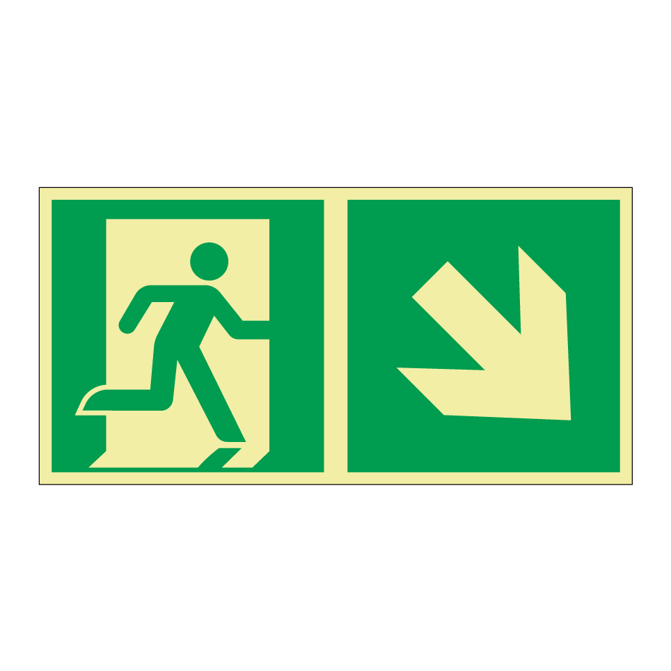 Emergency exit down right with dividing line
