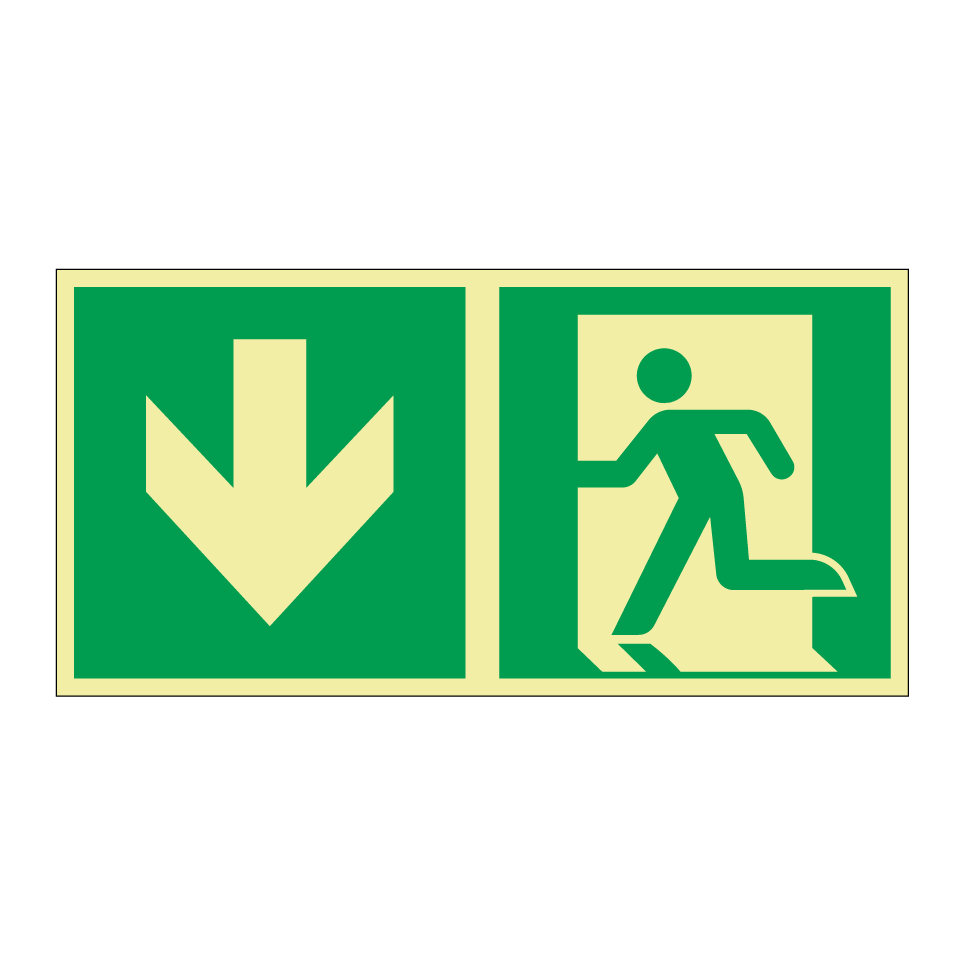 Emergency exit down with dividing line