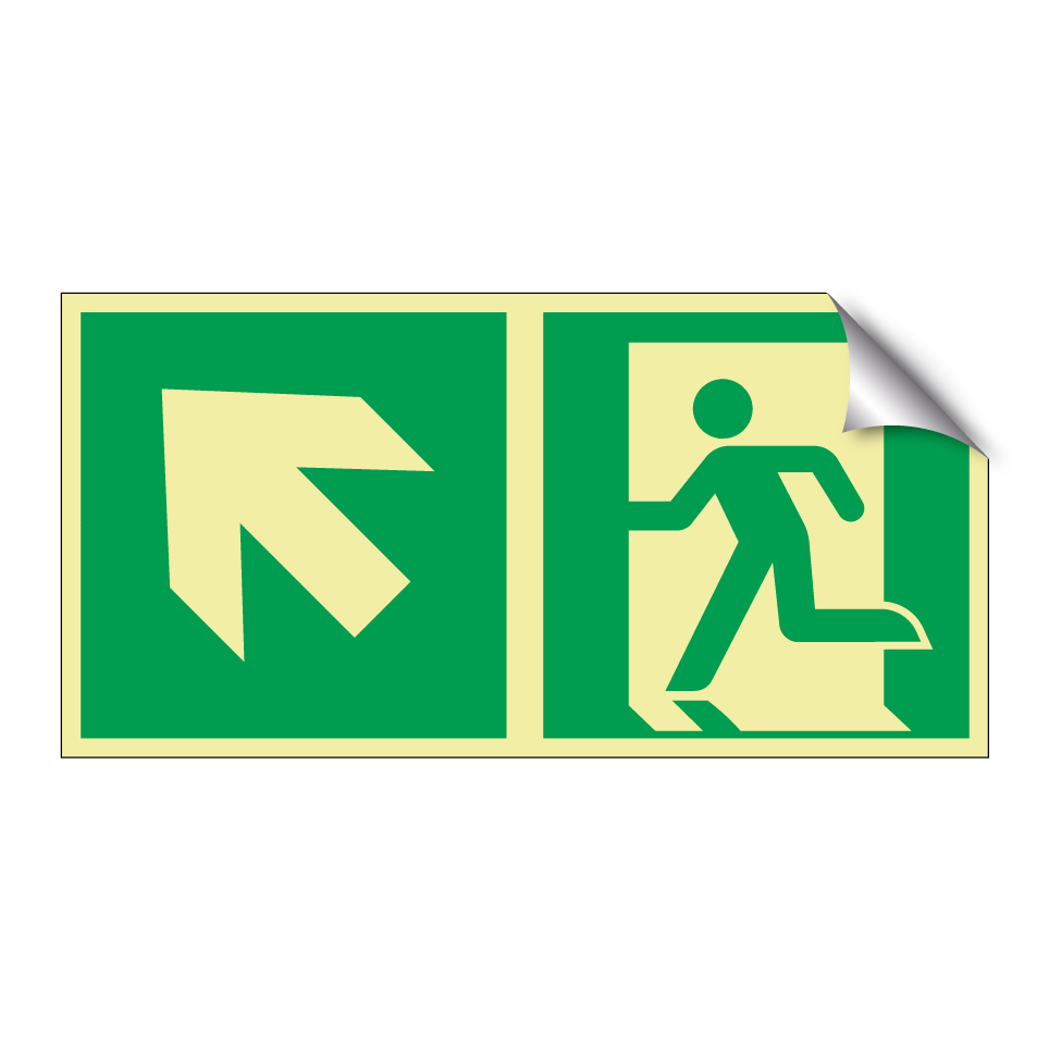 Emergency exit up left with dividing line