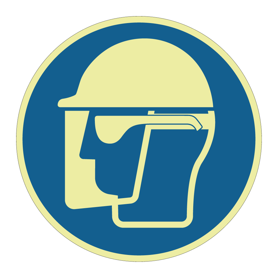 Wear helmet and face shield and safety glasses