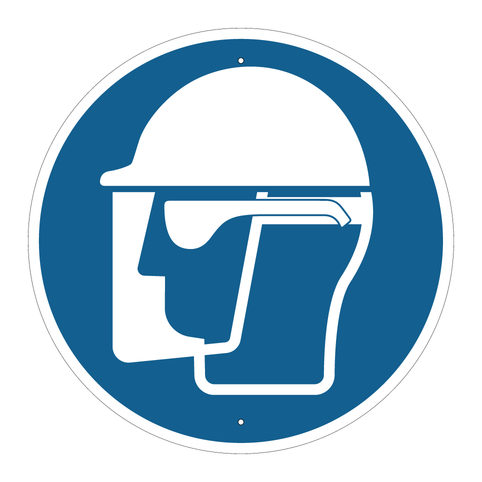 Wear helmet and face shield and safety glasses