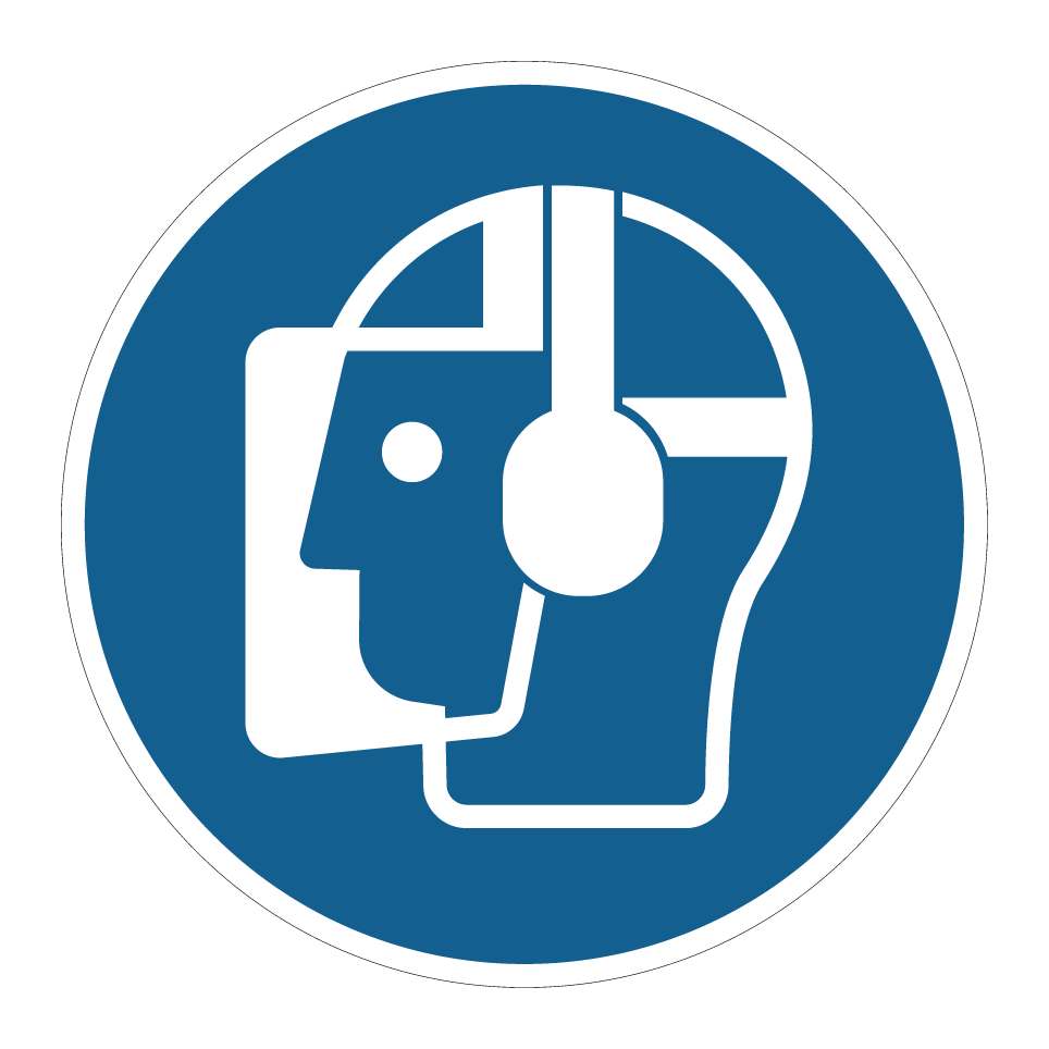 Wear face and hearing protection