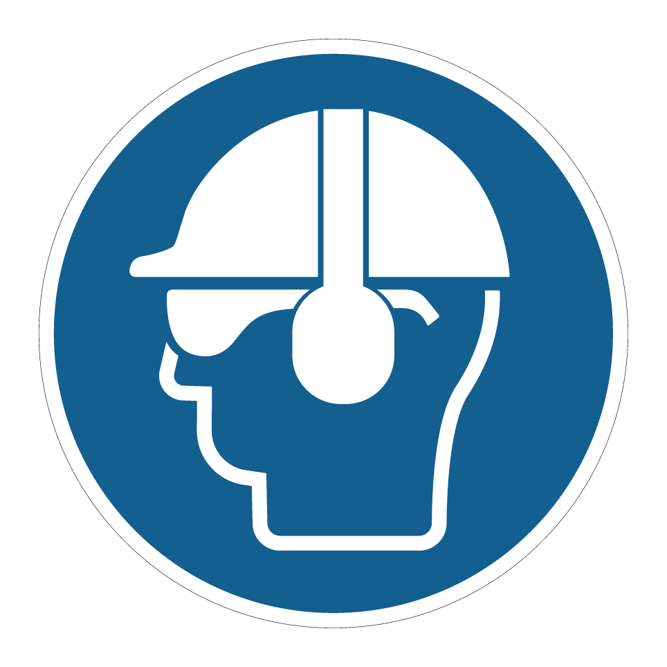 Wear helmet with goggles and ear protection