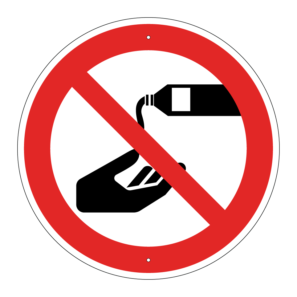 Do not pour chemicals on hand