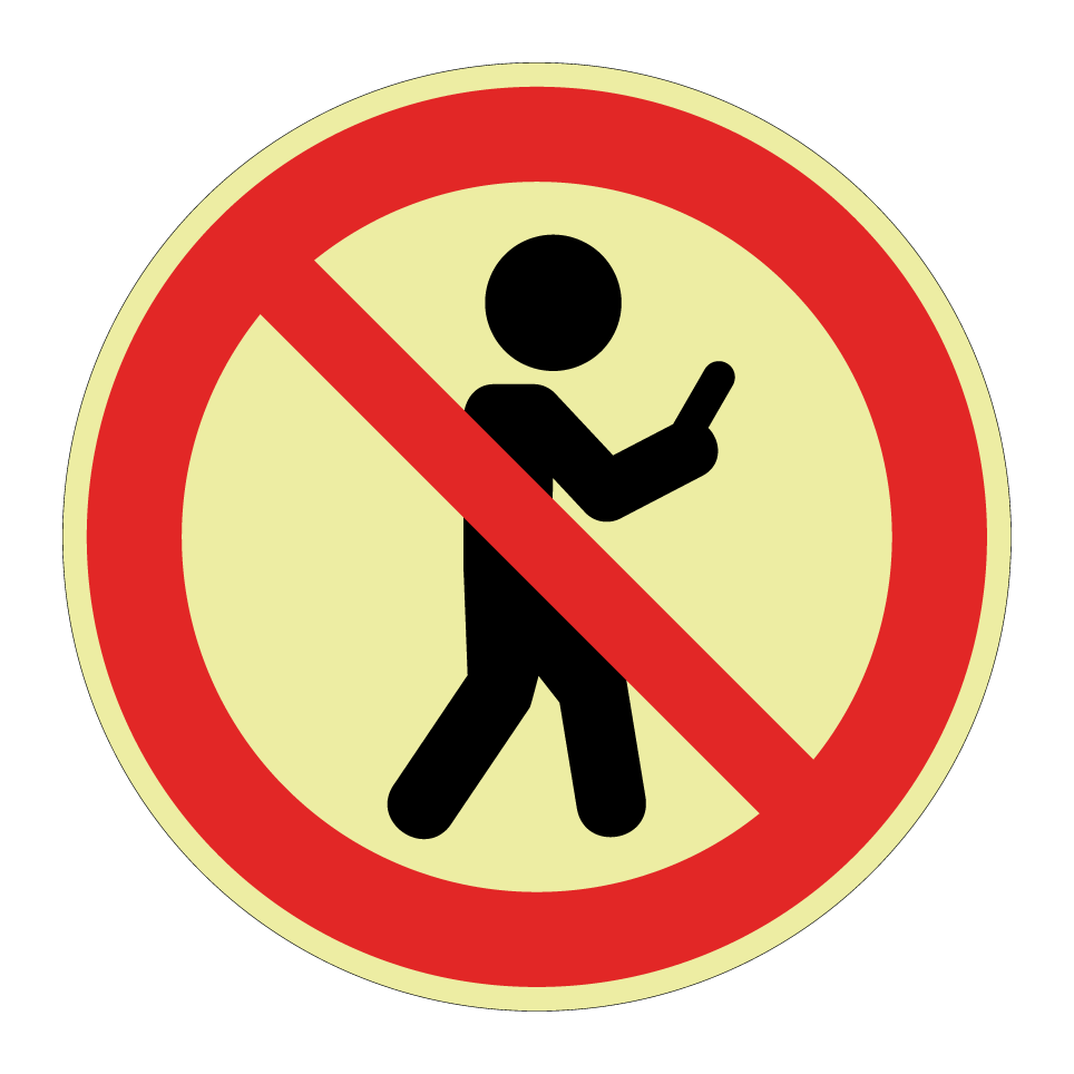 No walking while using mobile phone