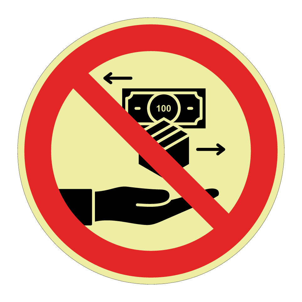 No cash transactions