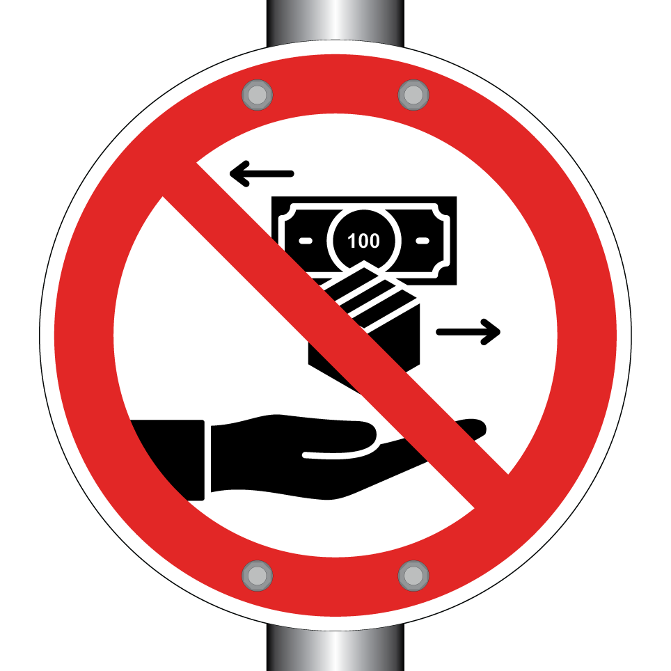 No cash transactions