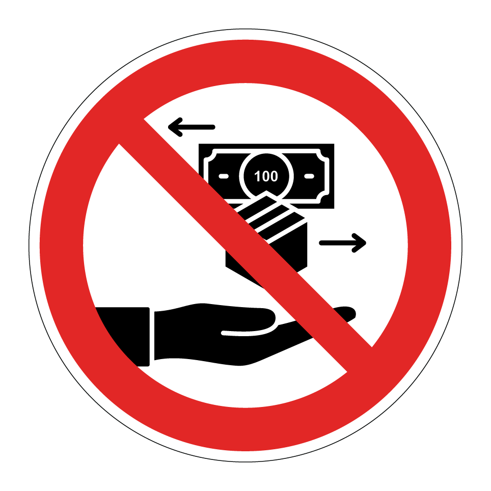 No cash transactions