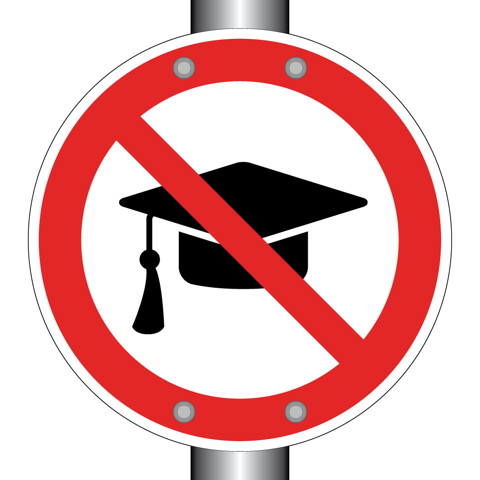 No graduation cap