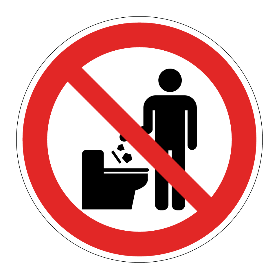 Do not throw objects in toilet