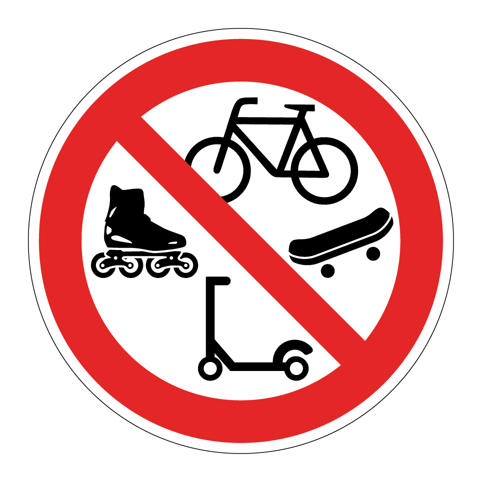 No bicycles, rollerblading , scooters or skateboards