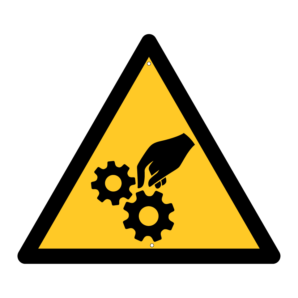 Warning hand entanglement in gears