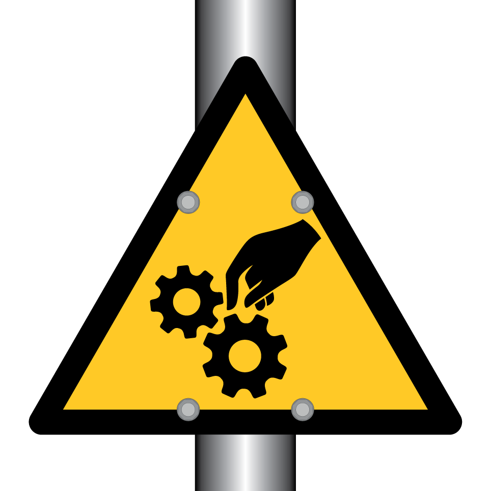 Warning hand entanglement in gears