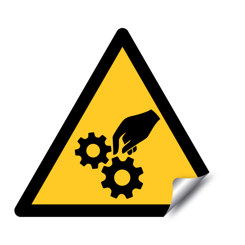 Warning hand entanglement in gears