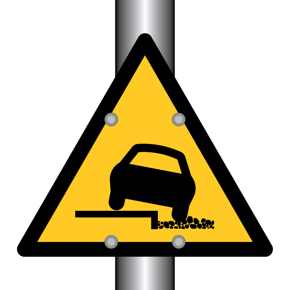 Warning unstable roadside