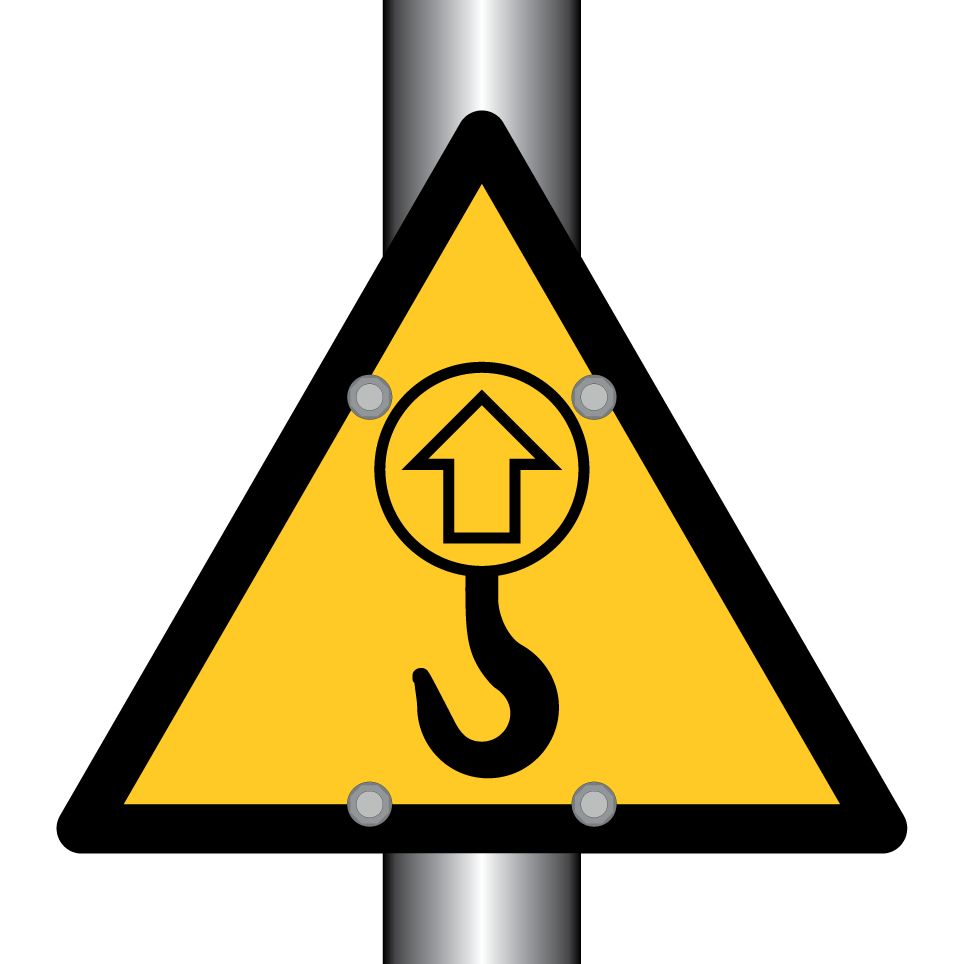 Warning overhead crane hook