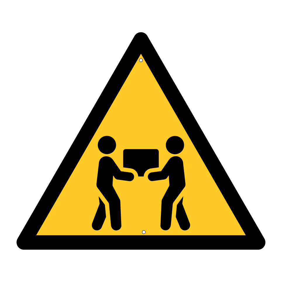 Warning two-person lift required