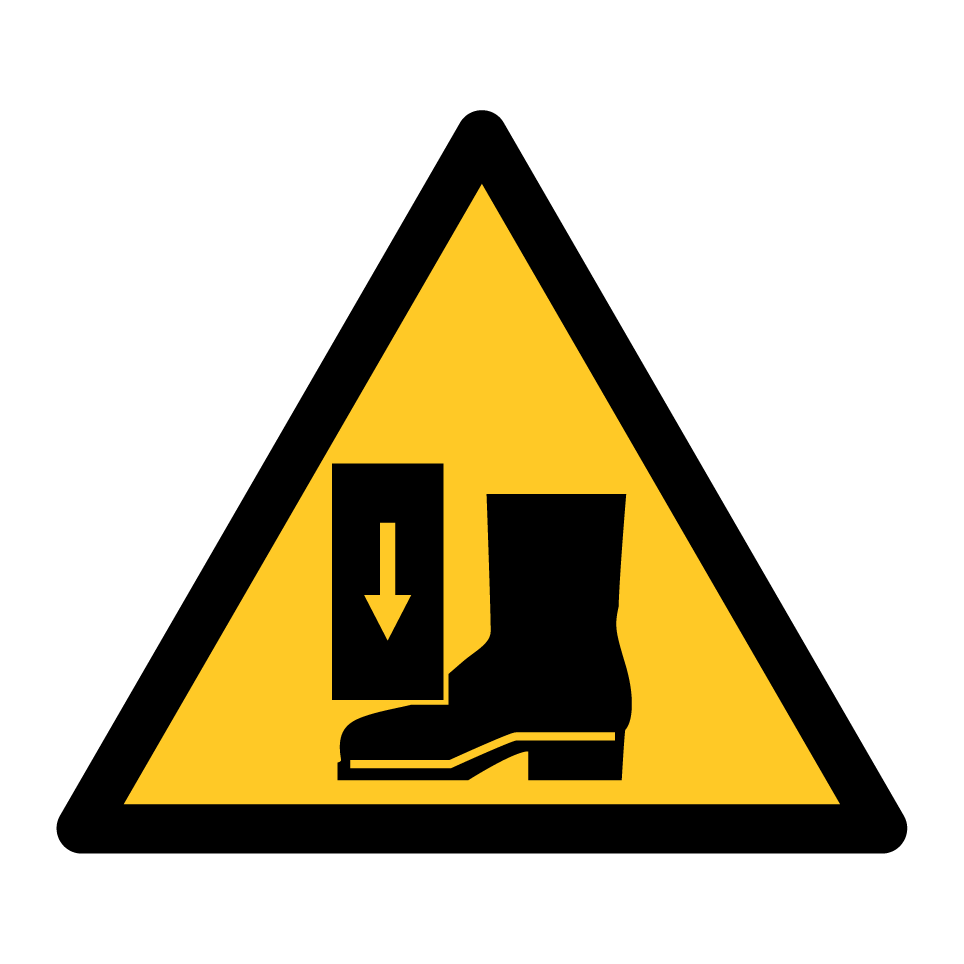 Warning foot crush hazard