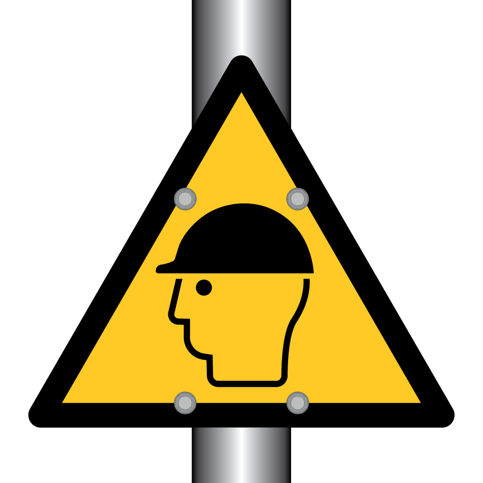 Warning head protection required