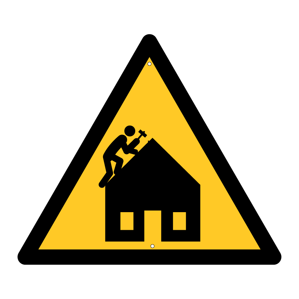 Warning work on roof