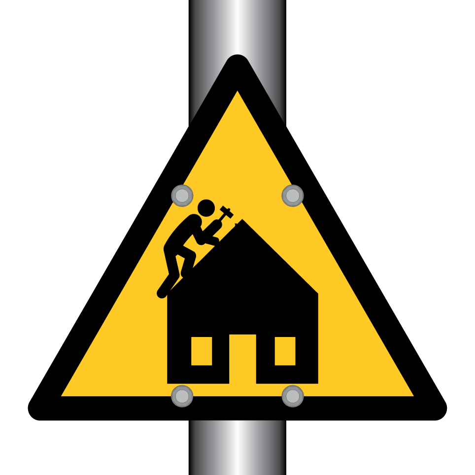 Warning work on roof