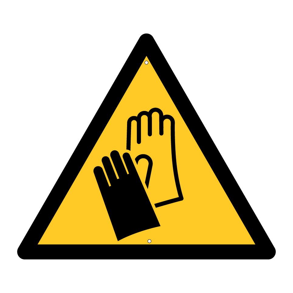 Warning protective gloves required