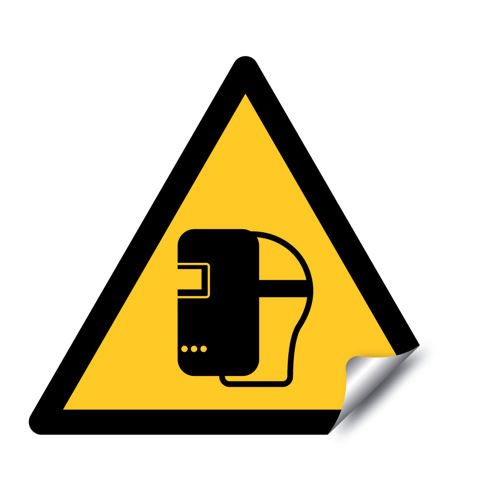 Warning welding mask required